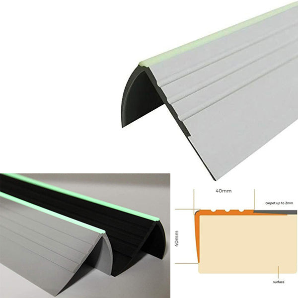 PVC Rubber Bullnose Nosing for Angle Steps with Anti Slip Design 40 x 40mm