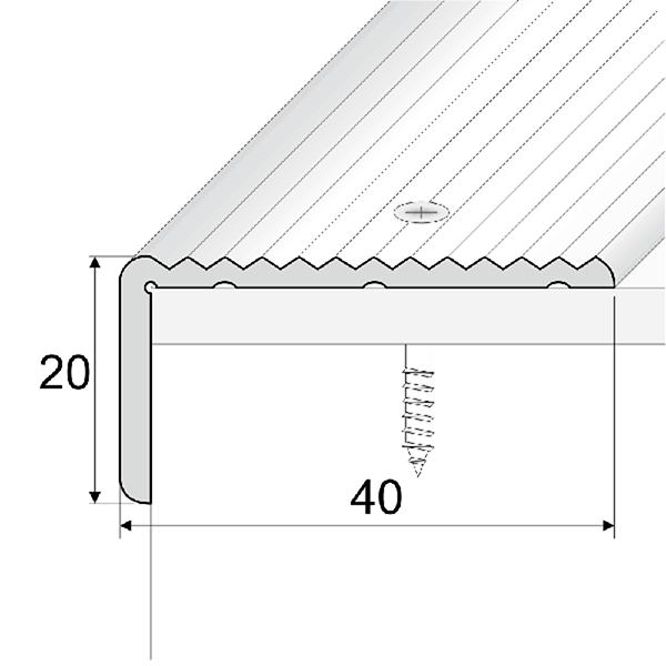 40 x 20mm Anodised Aluminum Anti Slip Stair Nosing for Wooden Steps