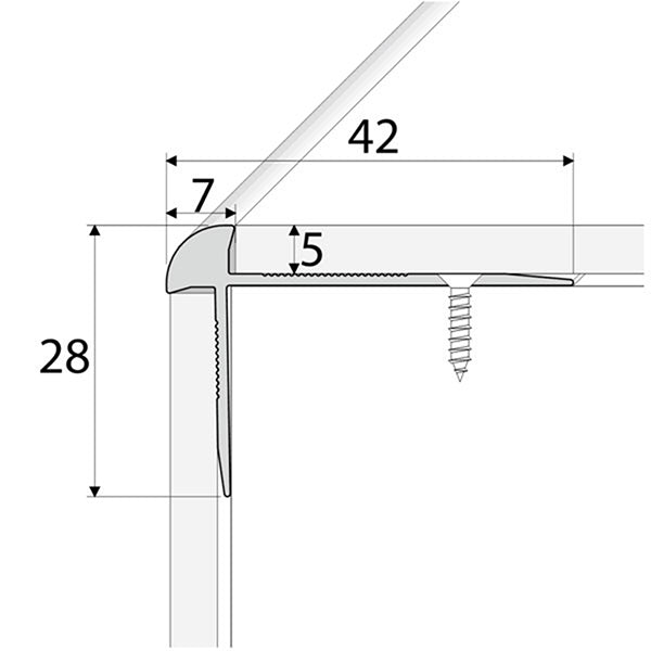 42 x 28mm Aluminium Stair Nosing for Luxury Click Vinyl Flooring