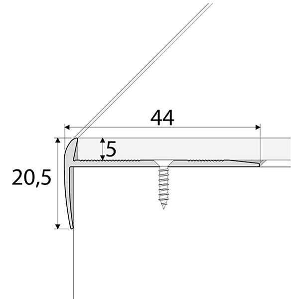 44 x 20.5mm Screw Fix Stair Nosing for Luxury Click Vinyl Flooring