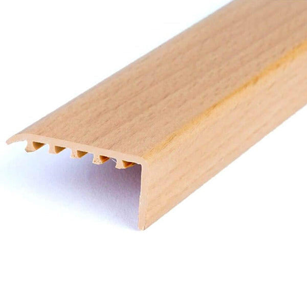 45 x 22mm Wood Effect UPVC Stair Edge Trim Nosing for Wooden and Laminate Stairs