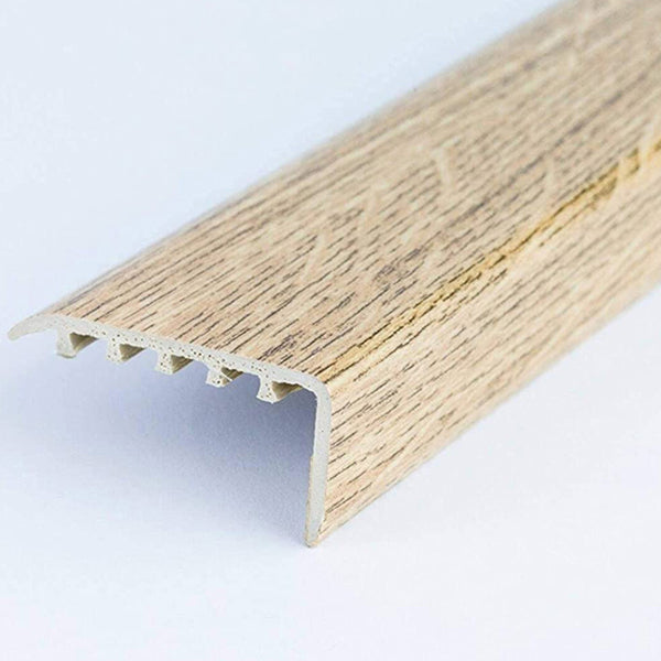 45 x 22mm Wood Effect UPVC Stair Edge Trim Nosing for Wooden and Laminate Stairs