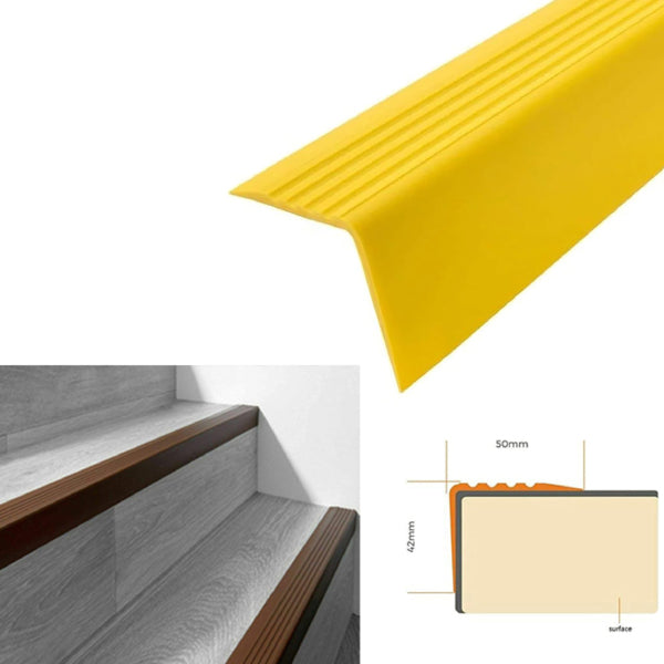 Non Slip Rubber Nosing for Bullnose Stair Edges and Angled Steps 50 x 42mm