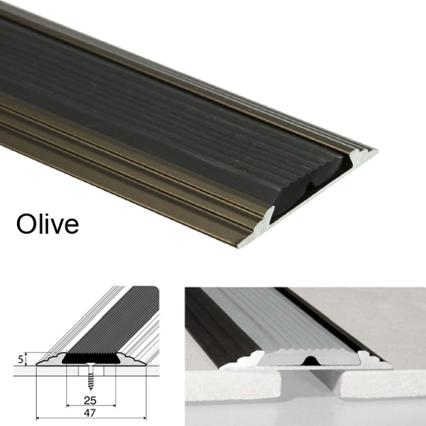 Anodised 50mm Aluminum Flat Non Slip Door Threshold