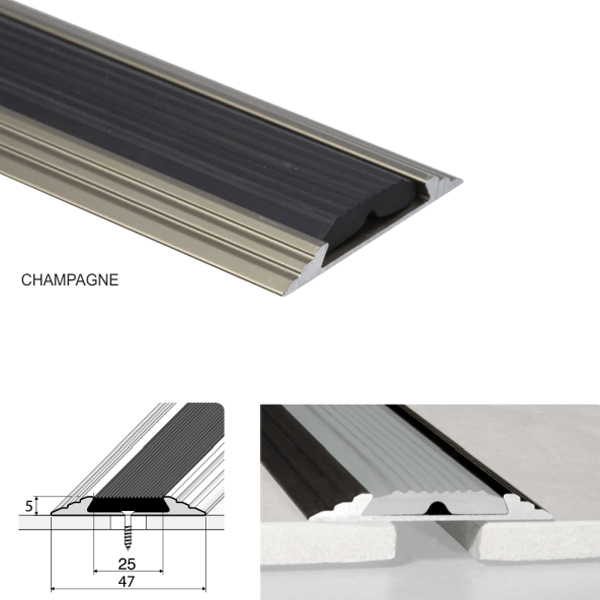 Anodised 50mm Aluminum Flat Non Slip Door Threshold