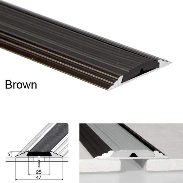 Anodised 50mm Aluminum Flat Non Slip Door Threshold