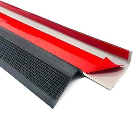 50x25mm Self Adhesive Black Bullnose Non Slip Stair Edging - Durable PVC for Enhanced Safety