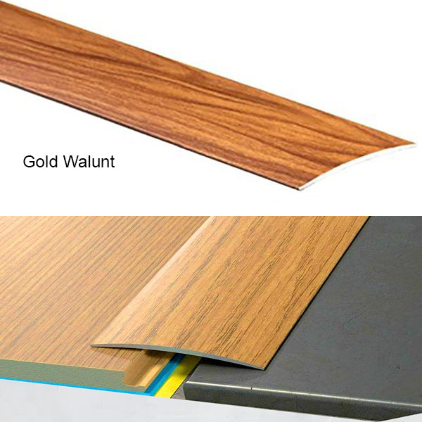 Self Adhesive Aluminium Transition Strip 80mm Wood Effect Door Threshold