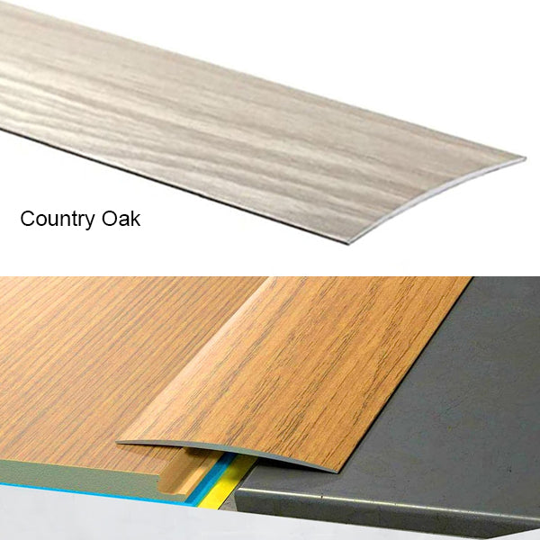 Self Adhesive Aluminium Transition Strip 80mm Wood Effect Door Threshold