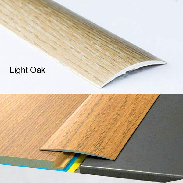 Self Adhesive Aluminium Transition Strip 80mm Wood Effect Door Threshold