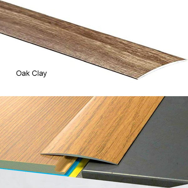 Self Adhesive Aluminium Transition Strip 80mm Wood Effect Door Threshold