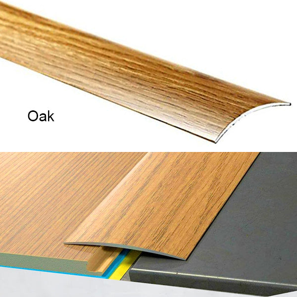 Self Adhesive Aluminium Transition Strip 80mm Wood Effect Door Threshold