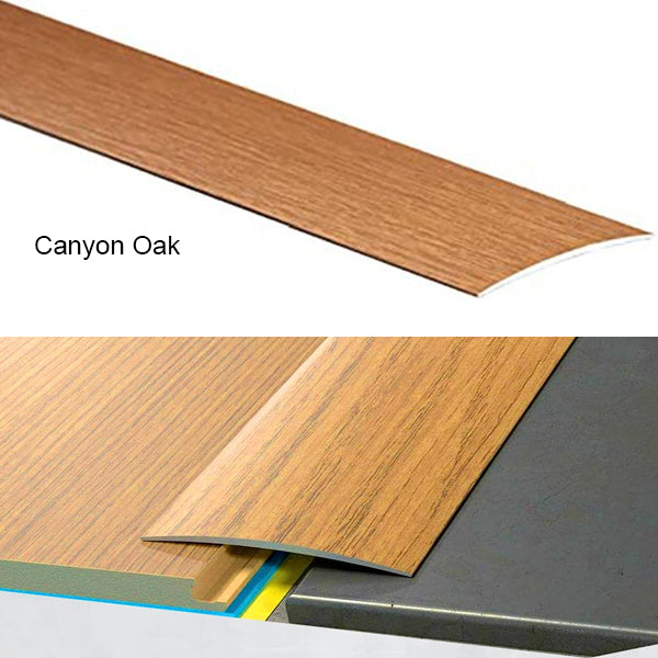 Self Adhesive Aluminium Transition Strip 80mm Wood Effect Door Threshold