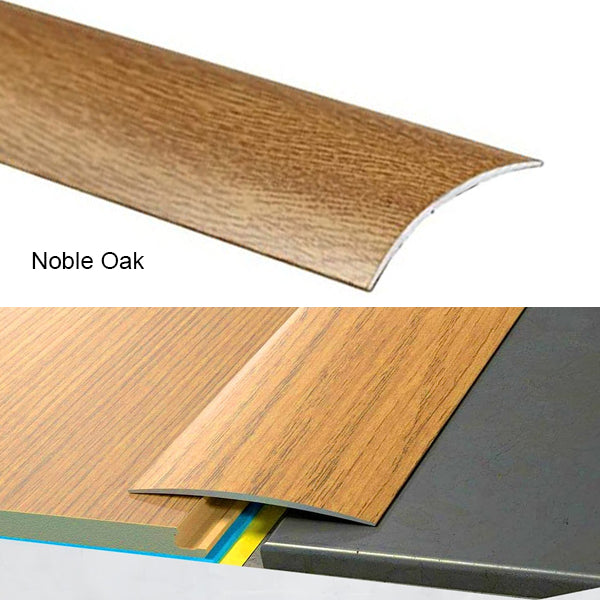 Self Adhesive Aluminium Transition Strip 80mm Wood Effect Door Threshold