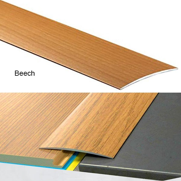 Self Adhesive Aluminium Transition Strip 80mm Wood Effect Door Threshold