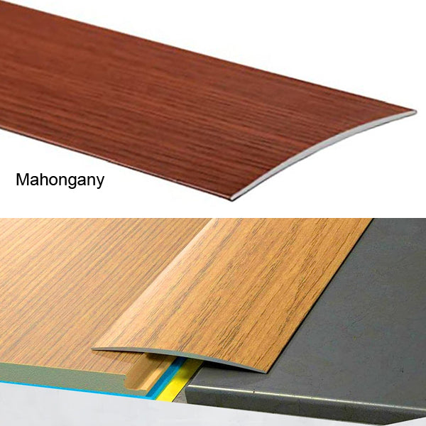 Self Adhesive Aluminium Transition Strip 80mm Wood Effect Door Threshold