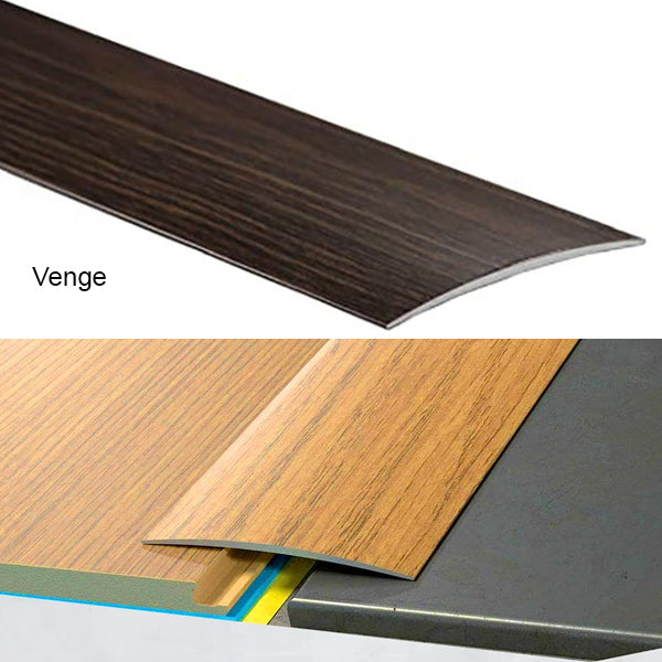 Self Adhesive Aluminium Transition Strip 80mm Wood Effect Door Threshold