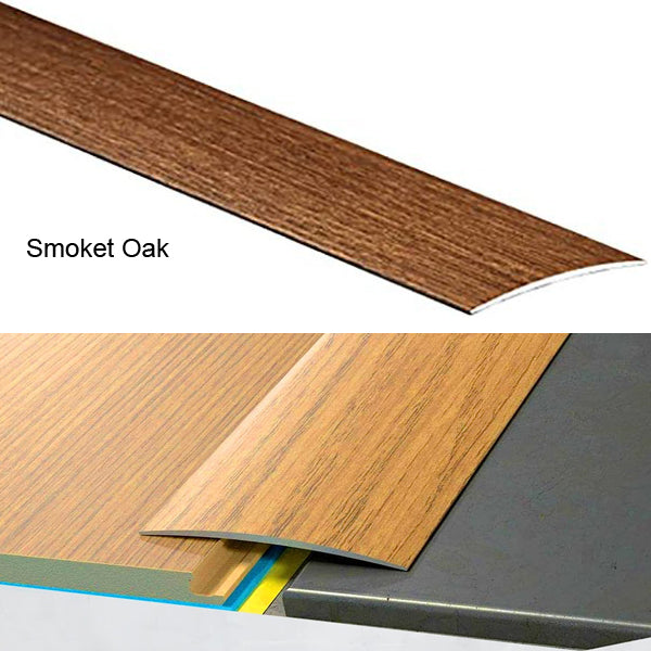 Self Adhesive Aluminium Transition Strip 80mm Wood Effect Door Threshold