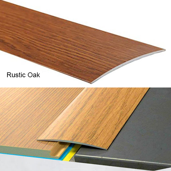 Self Adhesive Aluminium Transition Strip 80mm Wood Effect Door Threshold