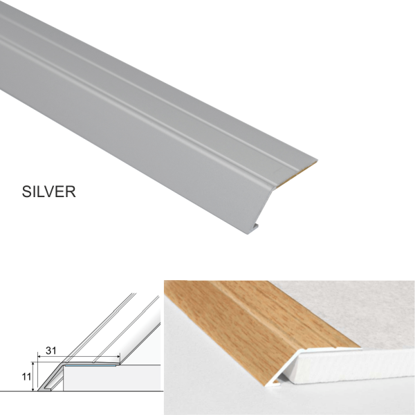 31mm Self Adhesive Aluminium Door Threshold Ramp for Wooden and Laminate Flooring