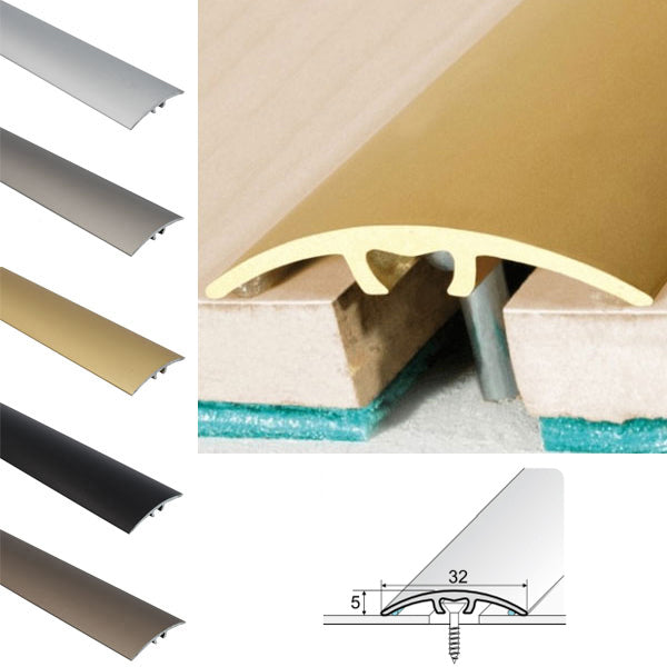 32mm Door Thresholds in Aluminum for Wood and Laminate Floors