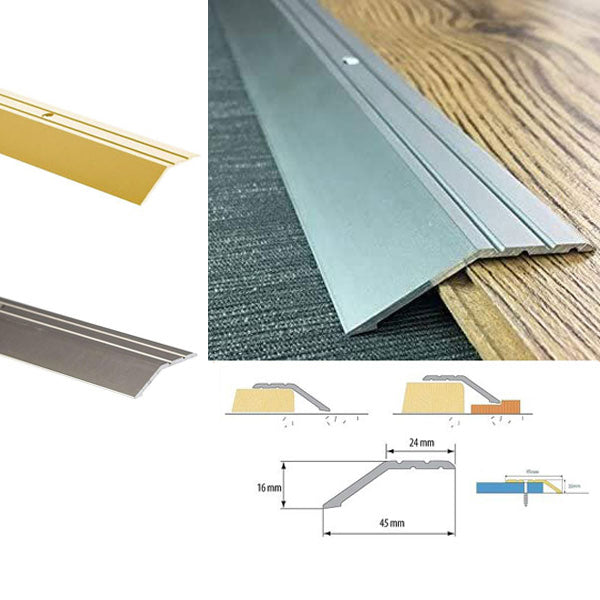 1m Anodised Aluminum Door Threshold Trim for Uneven Laminate Floors