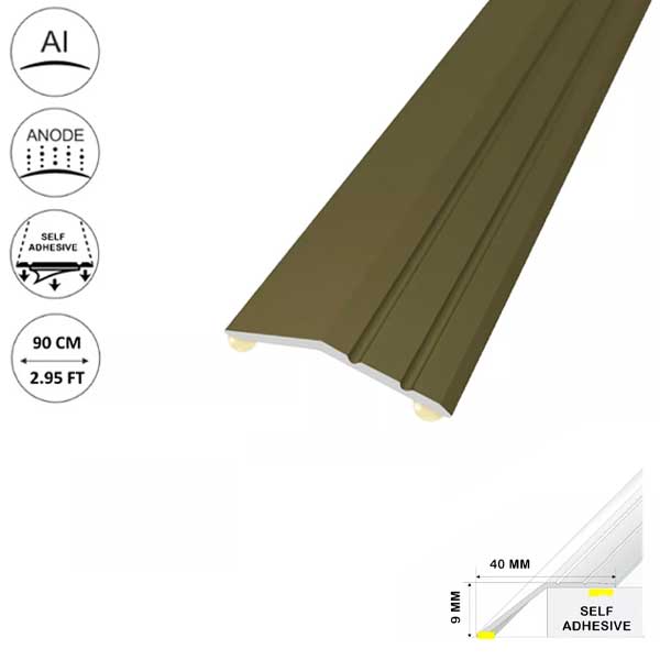 1m Anodised Aluminum Door Threshold Trim for Uneven Laminate Floors