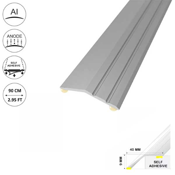 1m Anodised Aluminum Door Threshold Trim for Uneven Laminate Floors