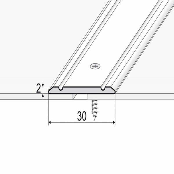 30mm Screw Fix Aluminium Flat Door Threshold for Wooden, Laminate, Carpet, and Vinyl Flooring