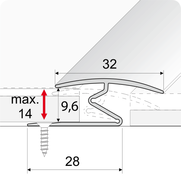 32mm Wood Effect Aluminum Door Thresholds for Vinyl, Carpet, and Wooden Flooring