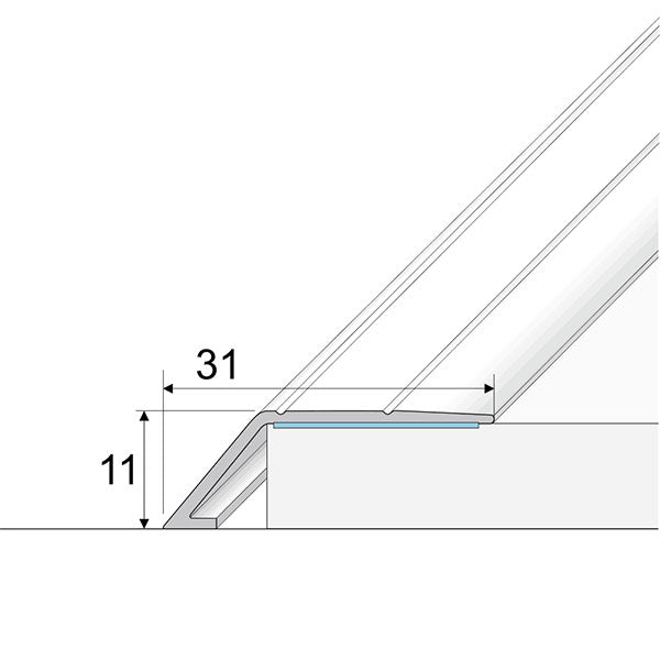 31mm Self Adhesive Aluminum Door Threshold Ramp with Wood Effect