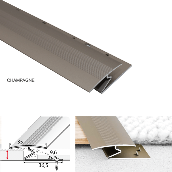 35mm Z Shaped Aluminium Profiles for Connecting Carpet and Wood Floors