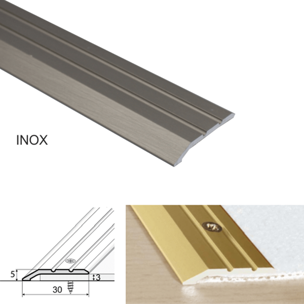 30mm Aluminium Door Threshold for Joining Wood and Laminate Floors