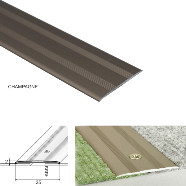 35mm Heavy Duty Aluminum Door Threshold for Carpeted Floors