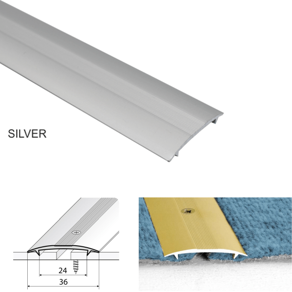 36mm Twin Grip Aluminum Carpet Joining Threshold Bar