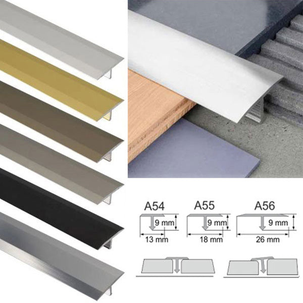 T Bar Aluminium Threshold Transition Trim for Tiles in Anodised Finish