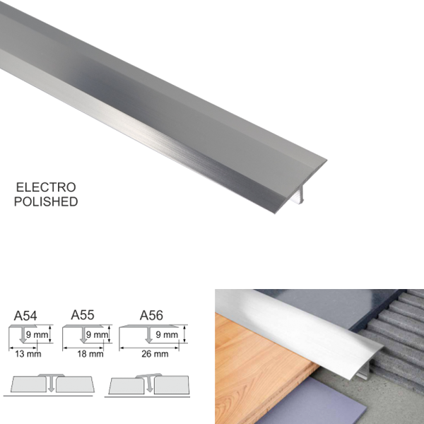 T Bar Aluminium Threshold Transition Trim for Tiles in Anodised Finish