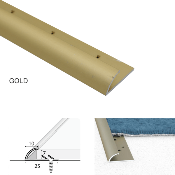 10mm Anodized Coating Carpet Profile for Carpet to Vinyl Connections