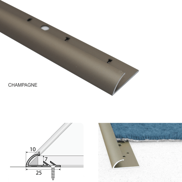 10mm Anodized Coating Carpet Profile for Carpet to Vinyl Connections