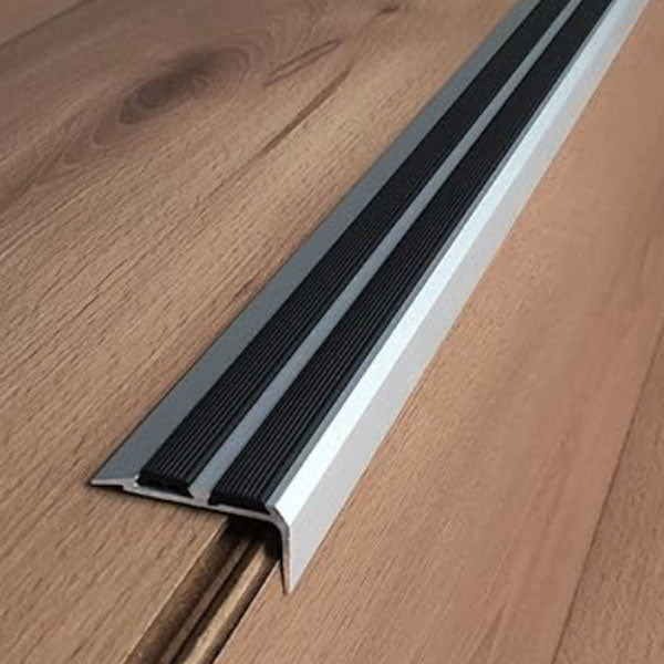 35 x 20mm Aluminium Anti Slip Stair Edge Nosing Trim with Screw Fix for Wooden, Laminate, Carpet, Vinyl, or Tiled Stairs