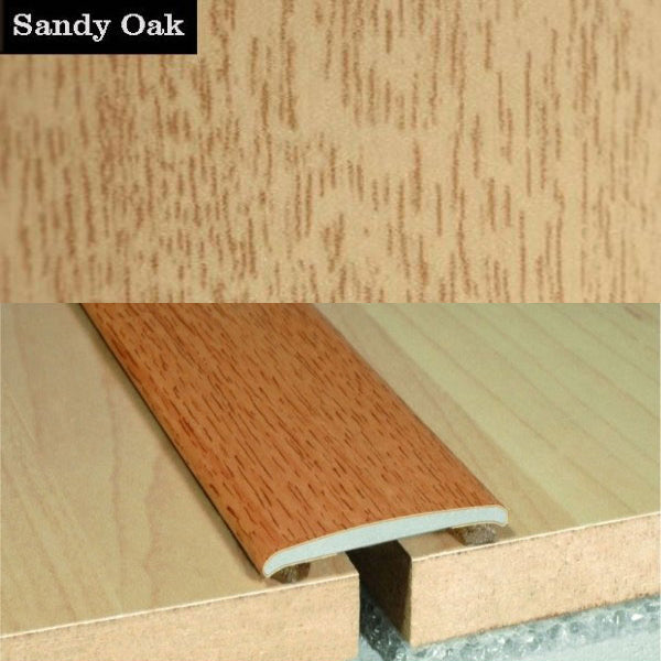 35mm Self Adhesive Flat Aluminium Door Thresholds in Wood Finish