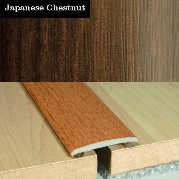 35mm Self Adhesive Flat Aluminium Door Thresholds in Wood Finish