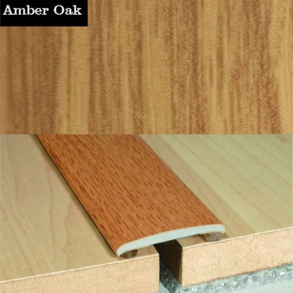 35mm Self Adhesive Flat Aluminium Door Thresholds in Wood Finish