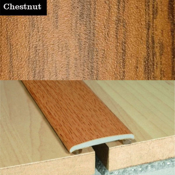 35mm Self Adhesive Flat Aluminium Door Thresholds in Wood Finish