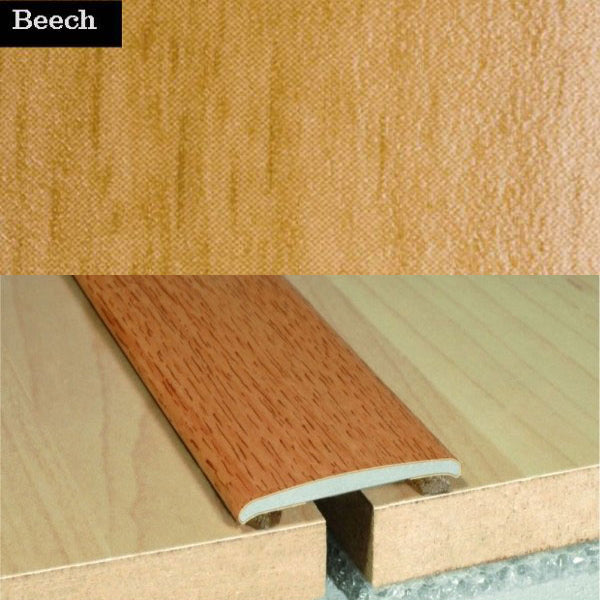 35mm Self Adhesive Flat Aluminium Door Thresholds in Wood Finish