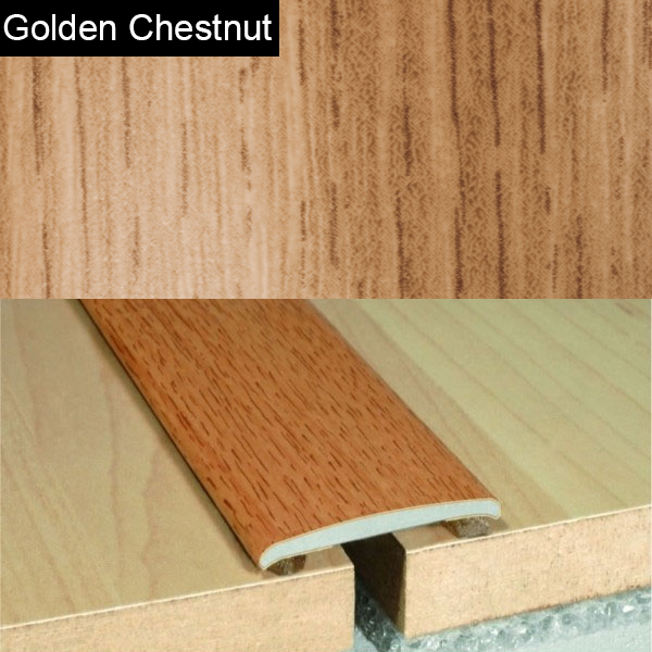 35mm Self Adhesive Flat Aluminium Door Thresholds in Wood Finish