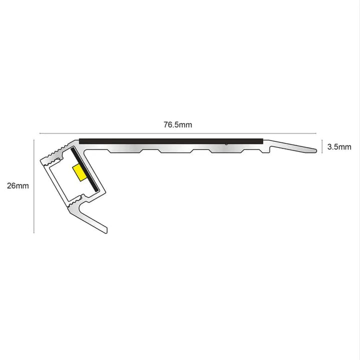 76.5 x 26mm Vision Light Down Anti Slip Stair Nosing