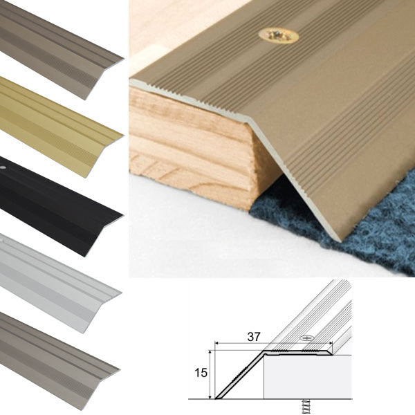 37mm Aluminium Door Floor Trim with Non Slip Carpet Threshold Ramp