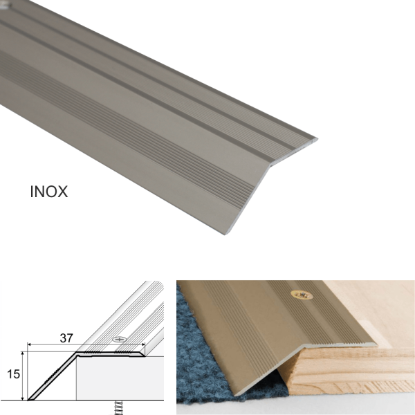 37mm Aluminium Door Floor Trim with Non Slip Carpet Threshold Ramp