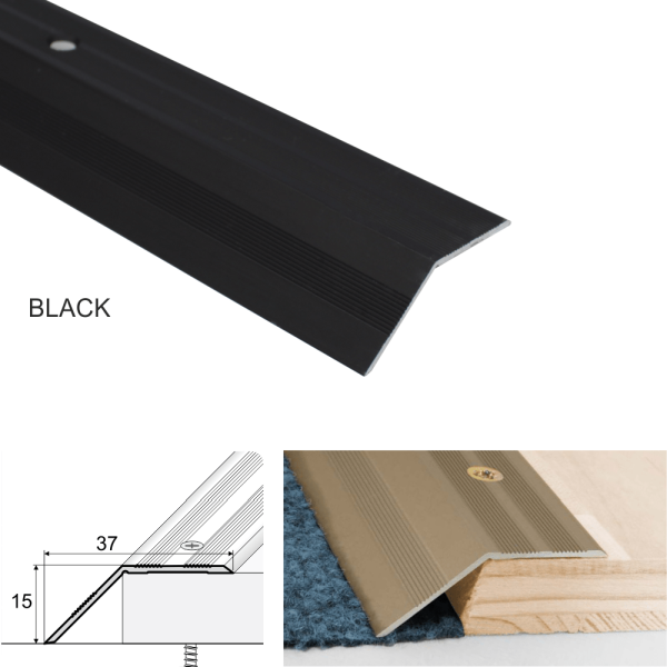 37mm Aluminium Door Floor Trim with Non Slip Carpet Threshold Ramp